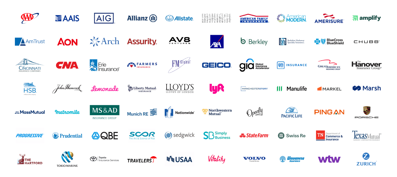 Logo grid of companies attending our insurance conference